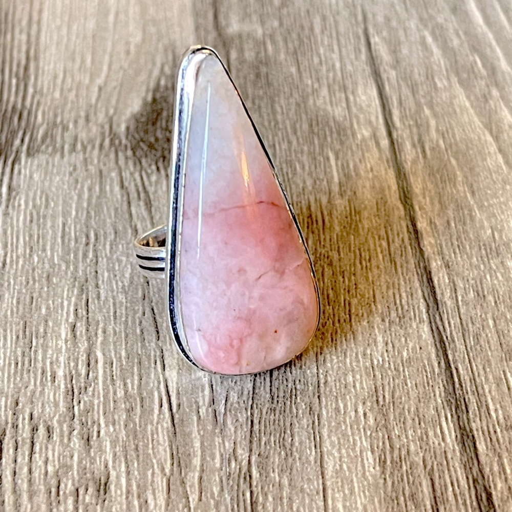 Peruvian Pink Opal Gemstone Ring - image 3